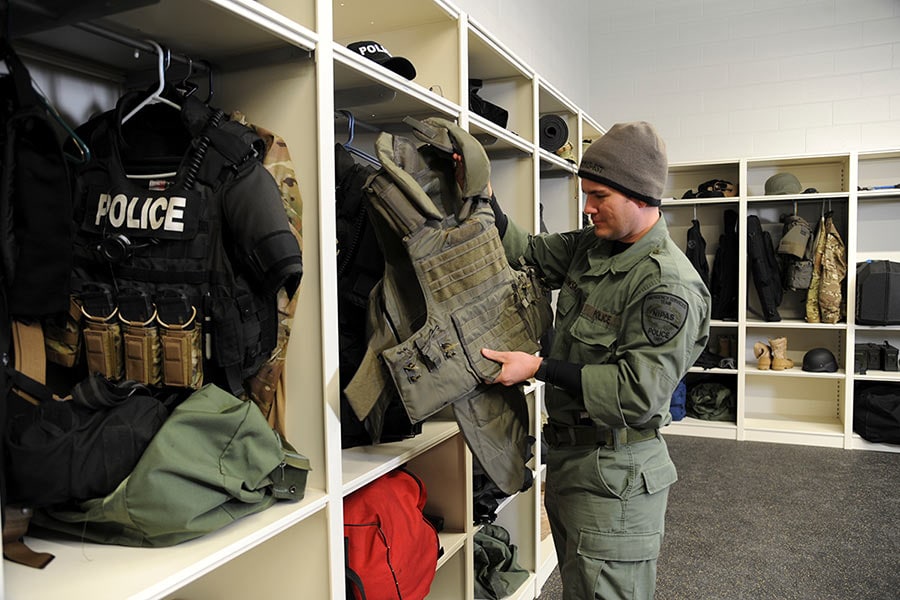 4-Post Shelving for Tactical Gear Storage