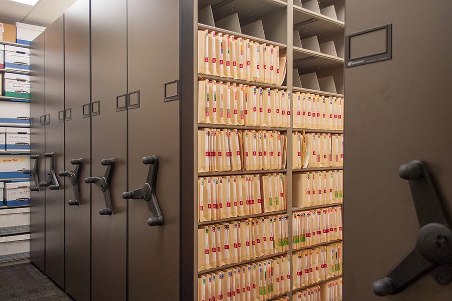 Compact Mobile Shelving Storing Police Files