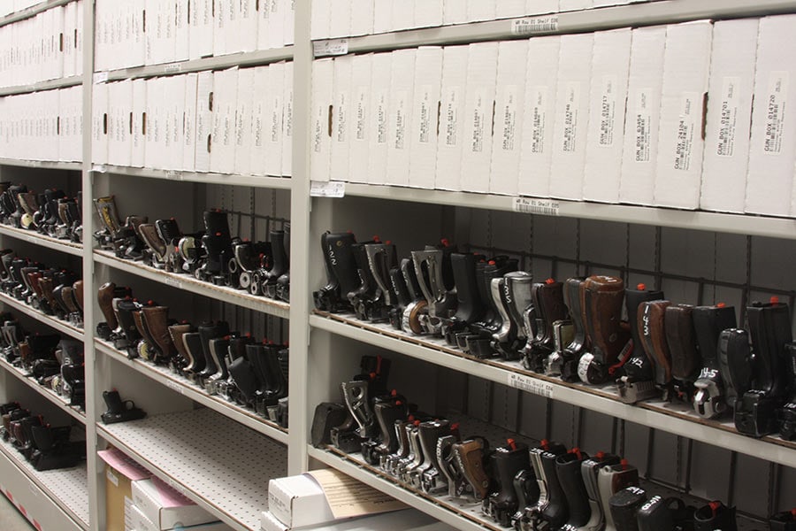Handgun and Long-term Evidence Stored on 4-Post Shelving