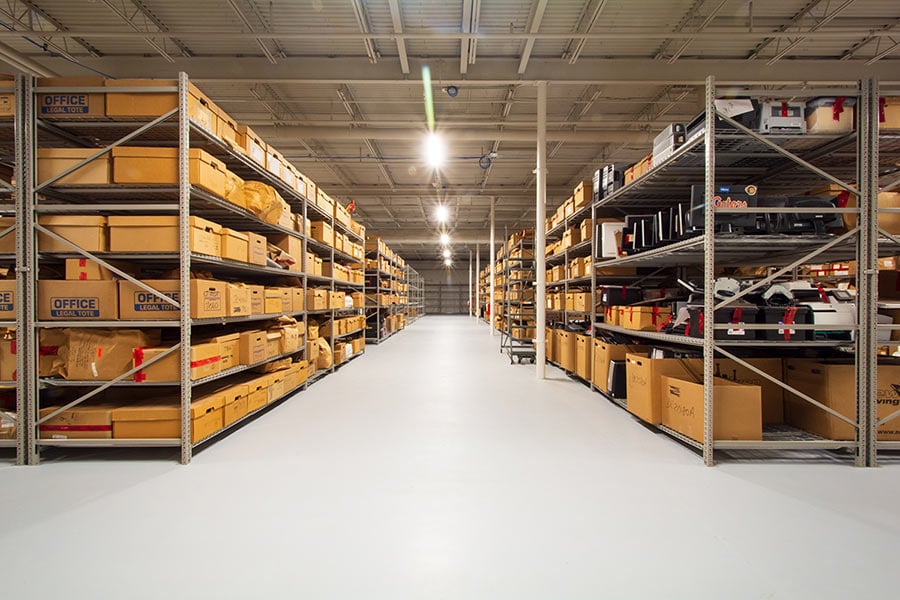 Wide-Span Shelving Storing Evidence