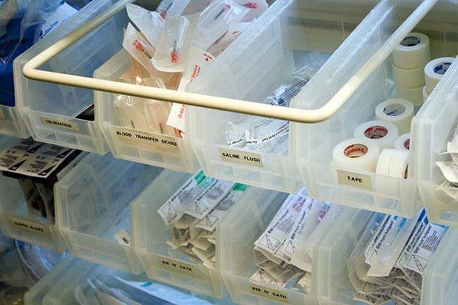 Bin Storage Shelving in Procedure Room