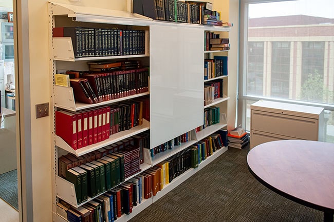 Cantilever Shelving with White Board in Classroom