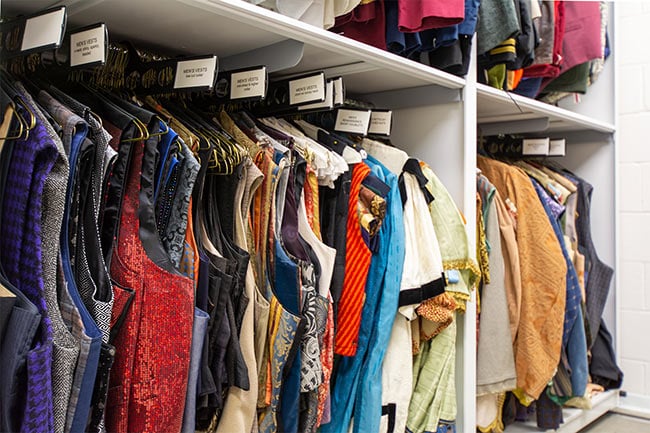 Costumes Stored and Organized on 4-Post Shelving