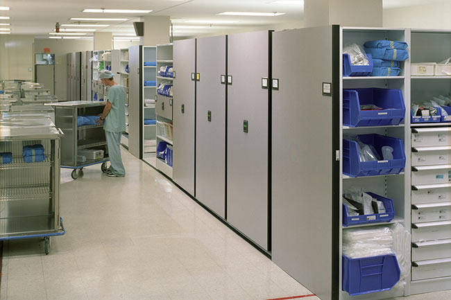 High-Density Mobile Shelving for Sterile Supply Storage
