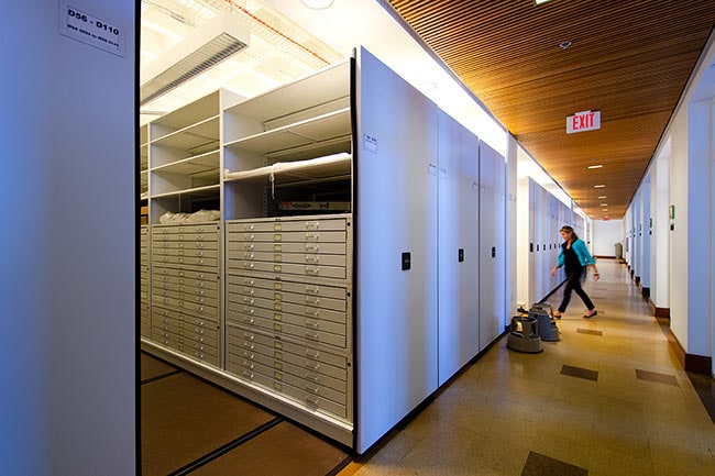 High-Density Mobile Shelving with Flat File Cabinets