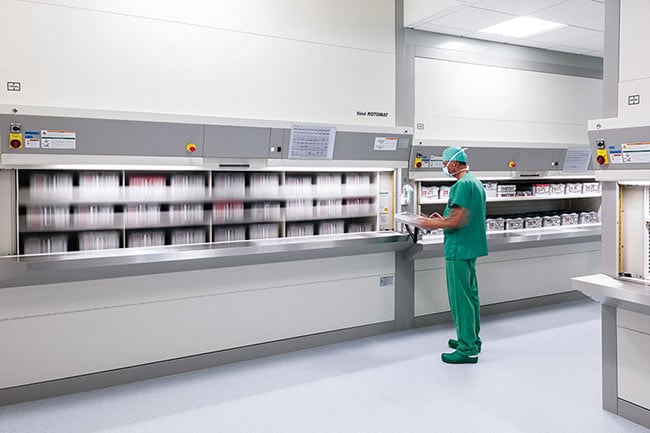 Rotomat Vertical Carousels in Sterile Supply Department