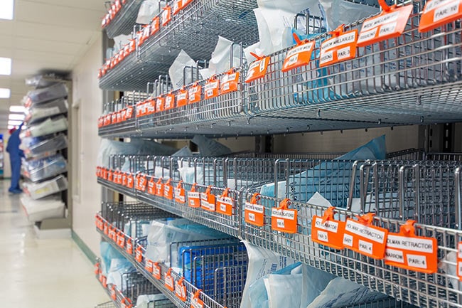 Wire Bin Shelving for Hospital Supply Storage