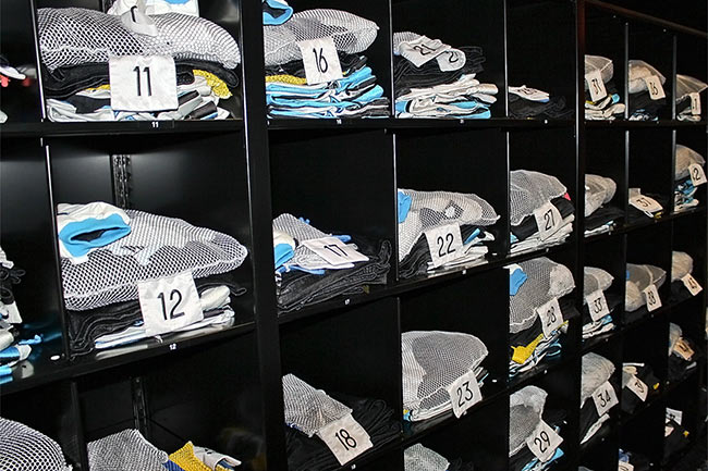 4-Post Shelving Cubbies for Clean Laundry Distribution