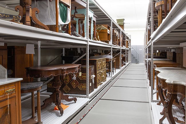 Antique Furniture Collection Stored on Wide-Span Shelving