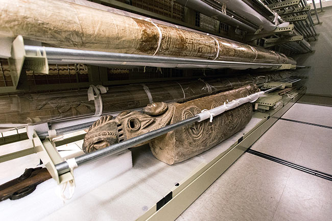 Artifacts and Textiles Stored on Cantilever Shelving
