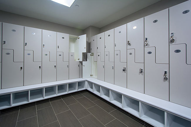 Athletic Locker Room Storage with Z-Shaped Modular Lockers