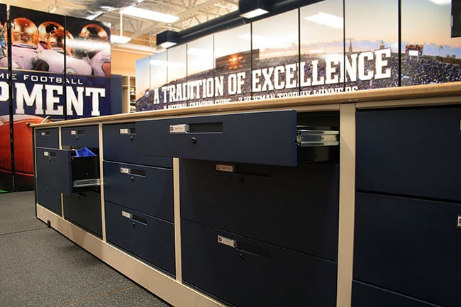 Counter-Height Modular Drawer Cabinets and Staff Work Area