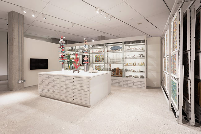 Counter-height Flat File Cabinets Provide Display Space