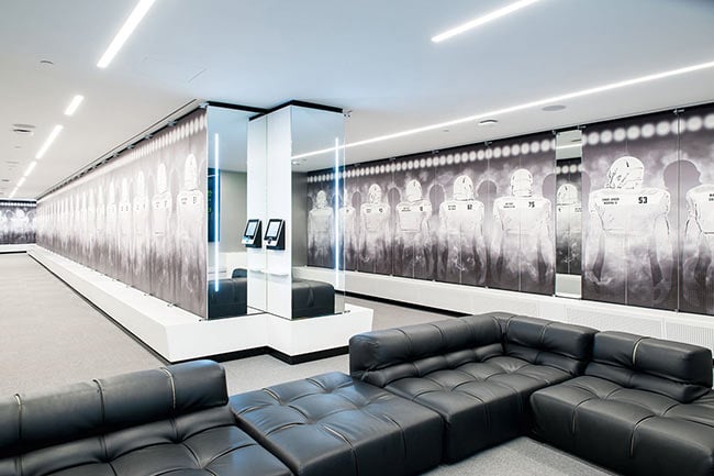 Football Team Game Uniforms Stored in Smart Lockers