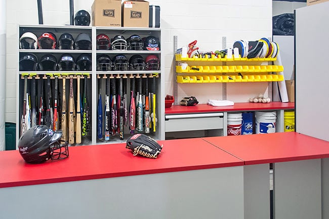 FrameWRX Shelving and Cabinets in Baseball Staff Work Area