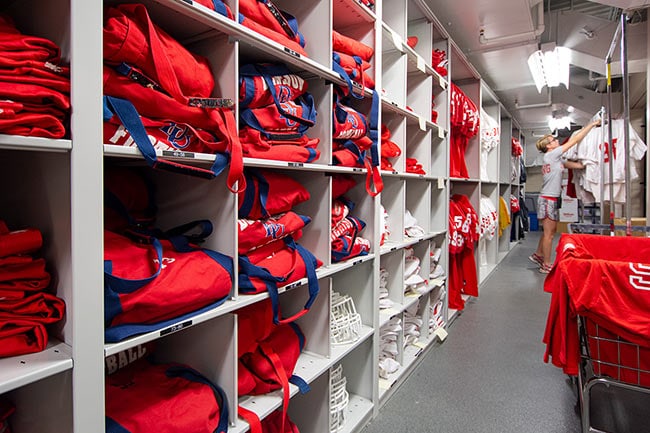Game Bags and Laundry Stored on 4-Post Shelving