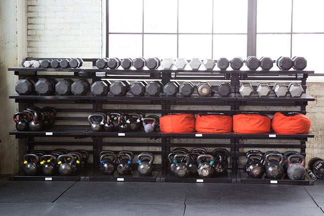 Heavy-Duty Shelving for Dumbbells Kettlebells and Sandbags