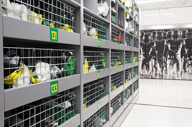Laundry Stored in Wire Baskets on 4-Post Shelving