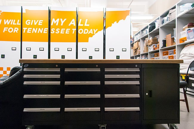 Modular Drawer Cabinets on Casters Create Mobile Staff Workstation