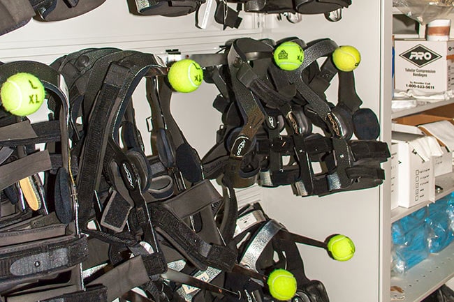 Shelving Storing Braces and Other Athletic Training Gear