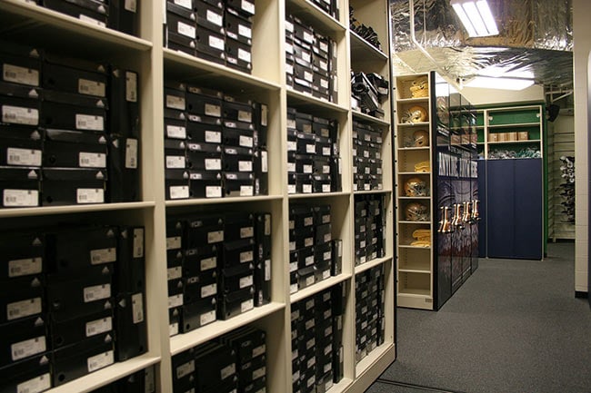 Sports Shoes and Cleats Stored on 4-Post Shelving