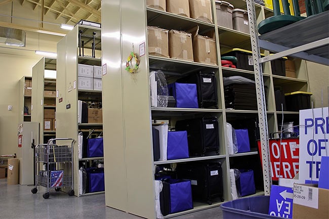 4-Post Shelving Storing Polling Place Supplies