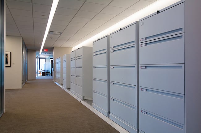 Bi-File Cabinets Storing Records in Facilities Department