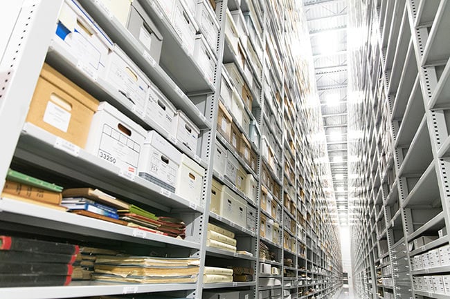 High-Bay Shelving for Library Archival Boxes Storage