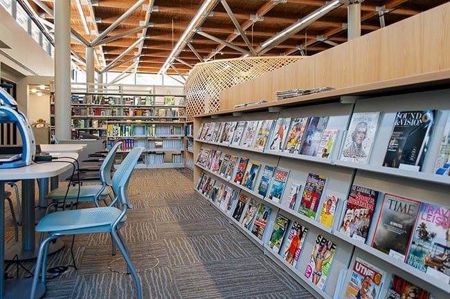 Periodicals Stored on Cantilever Shelving and Magazine Racks