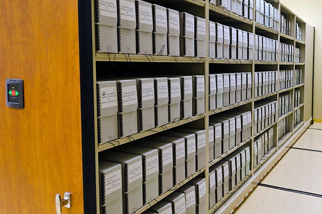 Powered Mobile Shelving Storing County Archives