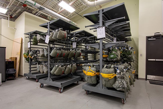 Military Parachute Racks on Casters