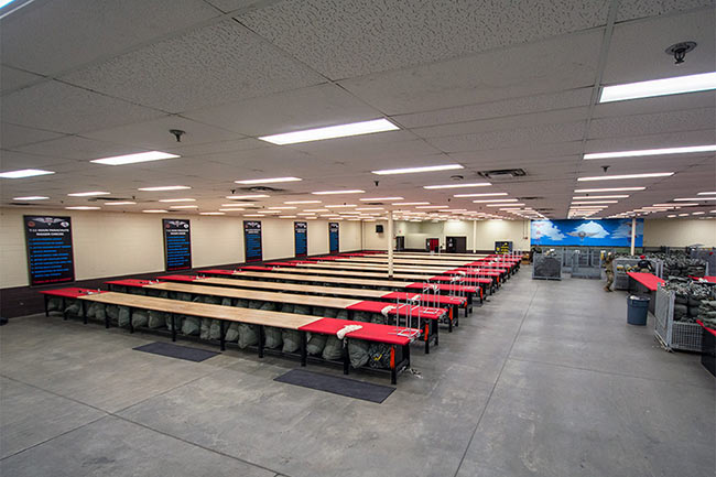 Parachute Folding and Packing Tables with Storage Underneath