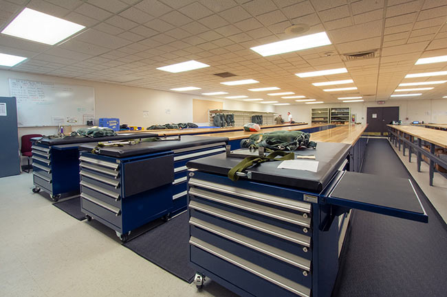 Parachute Storage and Folding Tables