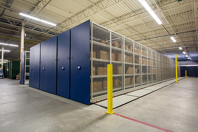 Powered Mobile Shelving For Military Supply Storage