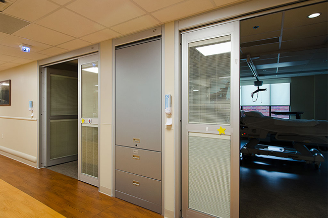 Closed Patient Server Cabinet in Hospital Corridor