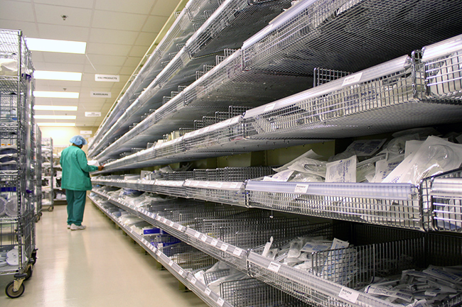 Static Shelving with Wire Baskets